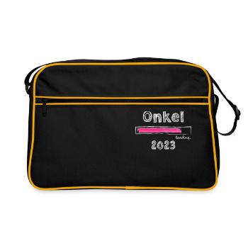 Onkel 2023 loading Nichte Neffe Baby - Retro Tasche - Schwarz/Gold - Vorne