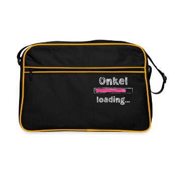 Onkel 2023 loading Nichte Neffe Baby - Retro Tasche - Schwarz/Gold - Vorne