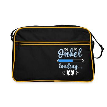 Onkel 2023 loading Nichte Neffe Baby - Retro Tasche - Schwarz/Gold - Vorne
