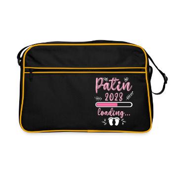 Patentante 2023 loading Patenkind Baby Patentante - Retro Tasche - Schwarz/Gold - Vorne