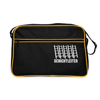 Schichtleiter Nachtschicht Schichtarbeiter - Retro Tasche - Schwarz/Gold - Vorne