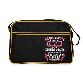Anti Umweltschutz Parodie Umweltschutz - Retro Tasche - Schwarz/Gold - Vorne