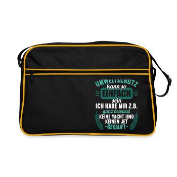 Anti Umweltschutz Parodie Umweltschutz - Retro Tasche - Schwarz/Gold - Vorne