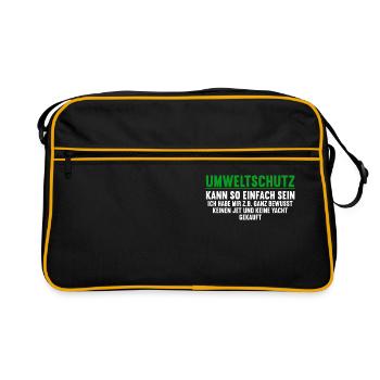 Anti Umweltschutz Parodie Umweltschutz - Retro Tasche - Schwarz/Gold - Vorne
