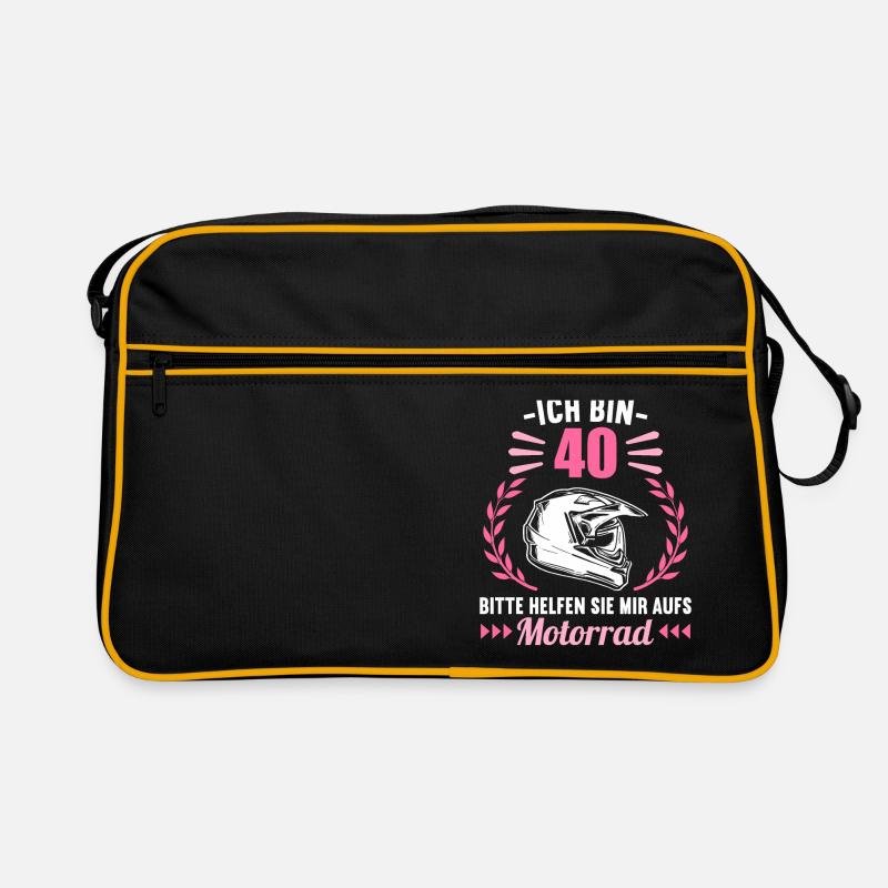 Ich bin 40 bitte helfen auf Motorrad 40 Geburtstag Retro Tasche