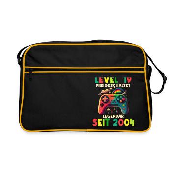 2004 Level 19 Jahre Gaming 19er 19 Geburtstag - Retro Tasche - Schwarz/Gold - Vorne