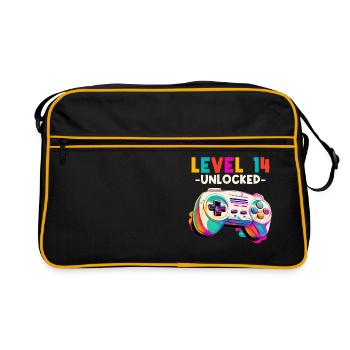Level 14 Jahre Gaming 14er 14 Geburtstag - Retro Tasche - Schwarz/Gold - Vorne