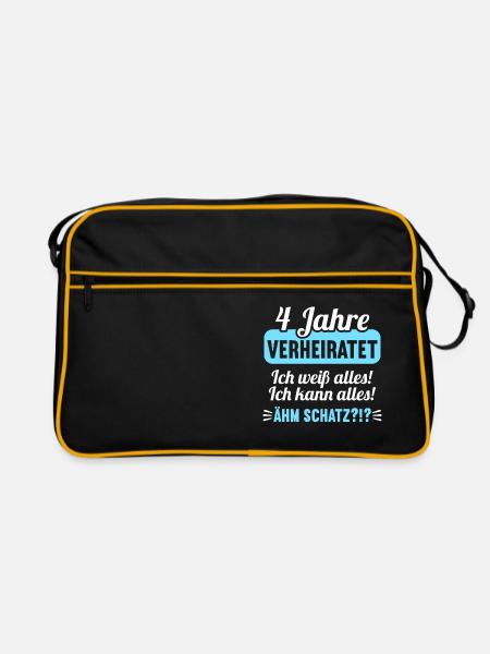 4 Jahr verheiratet weiß alles 4.Hochzeitstag - Retro Tasche - Schwarz/Gold