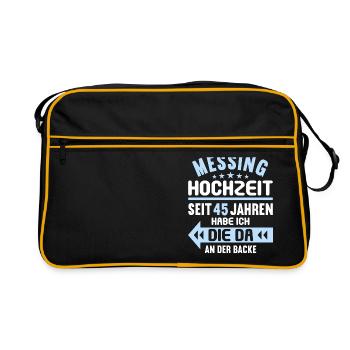 45 verheiratet Messing Hochzeit 45.Hochzeitstag - Retro Tasche - Schwarz/Gold - Vorne