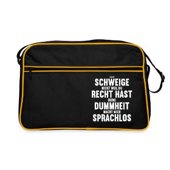 Ich schweige nicht weil du recht hast Dummheit - Retro Tasche - Schwarz/Gold - Vorne