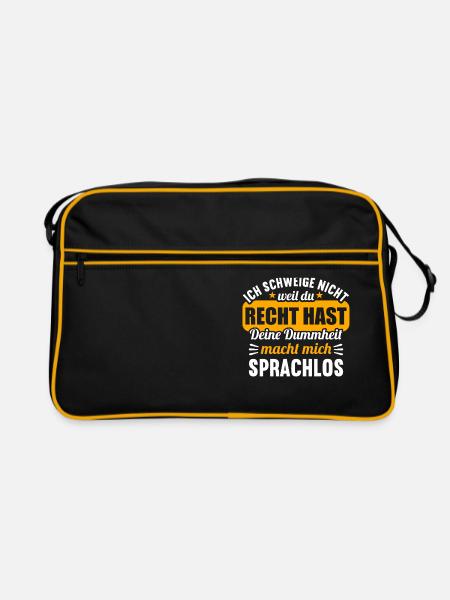 Ich schweige nicht weil du recht hast Dummheit - Retro Tasche - Schwarz/Gold - Vorne