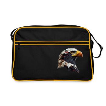 Cooles Polygon Design Mit Einem Weißkopfseeadler - Retro Tasche - Schwarz/Gold - Vorne