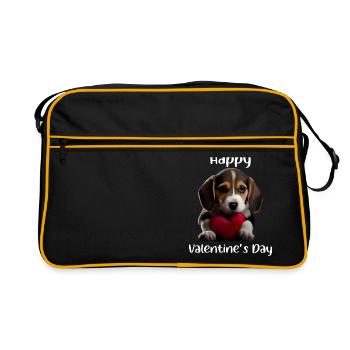 Happy Valentins Day Beagle - Retro Tasche - Schwarz/Gold - Vorne