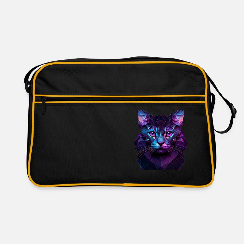 Katze Katzen Kätzchen Polygon Katze - Retro Tasche - Schwarz/Gold