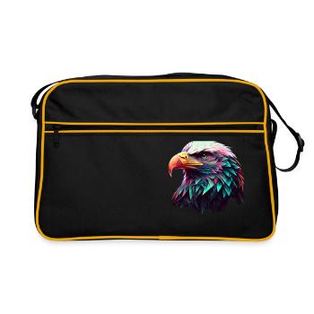 Cooles Polygon Design Mit Einem Weißkopfseeadler - Retro Tasche - Schwarz/Gold - Vorne