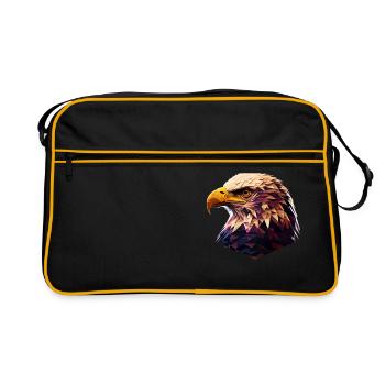 Cooles Polygon Design Mit Einem Weißkopfseeadler - Retro Tasche - Schwarz/Gold - Vorne