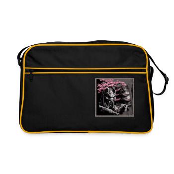 Temple japonais vintage des fleurs de cerisier Sakura - Sac Retro - noir/or - Devant