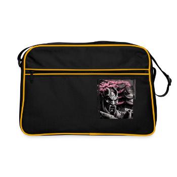 Temple japonais vintage des fleurs de cerisier Sakura - Sac Retro - noir/or - Devant
