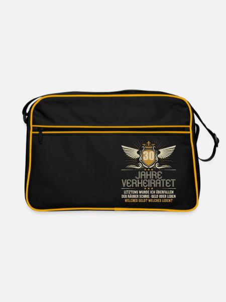 30 Jahre verheiratet zynisch 30.Hochzeitstag - Retro Tasche - Schwarz/Gold - Vorne