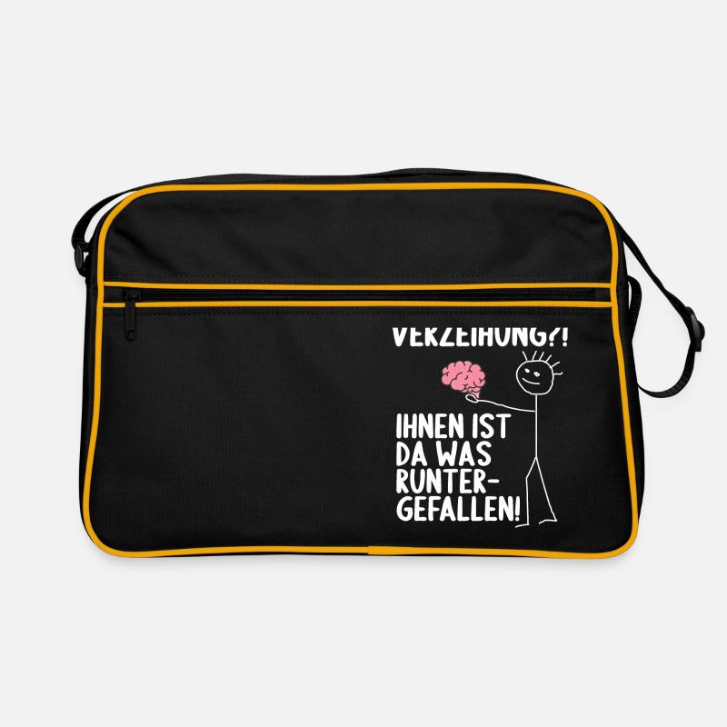 Dir ist da was runtergefallen Gehirn - Retro Tasche - Schwarz/Gold