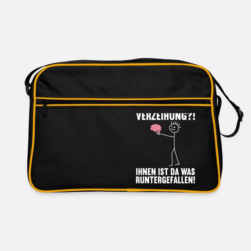 Dir ist da was runtergefallen Gehirn - Retro Tasche - Schwarz/Gold