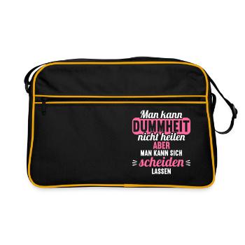 Dummheit kann man nicht heilen Scheidungs - Retro Tasche - Schwarz/Gold - Vorne