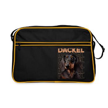 Teckel à poil dur Teckel Chien Chiens Chicoton Teckel - Sac Retro - noir/or - Devant