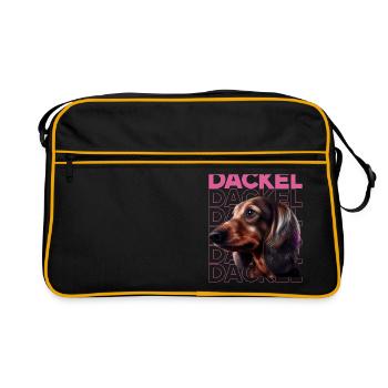 Teckel à poil dur Teckel Chien Chiens Chicoton Teckel - Sac Retro - noir/or - Devant