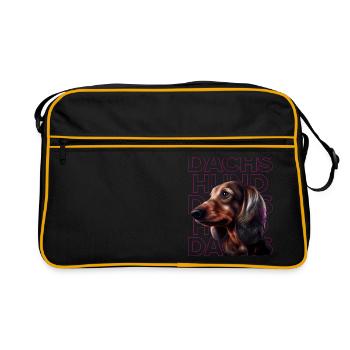 Teckel à poil dur Teckel Chien Chiens Chicoton Teckel - Sac Retro - noir/or - Devant