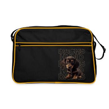 Teckel à poil dur Teckel Chien Chiens Chicoton Teckel - Sac Retro - noir/or - Devant
