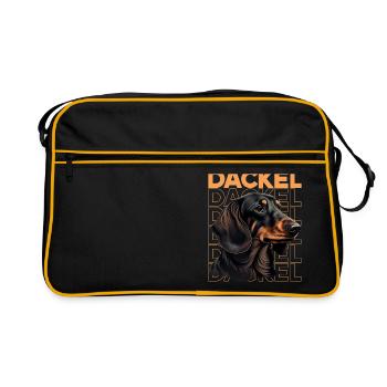 Teckel à poil dur Teckel Chien Chiens Chicoton Teckel - Sac Retro - noir/or - Devant
