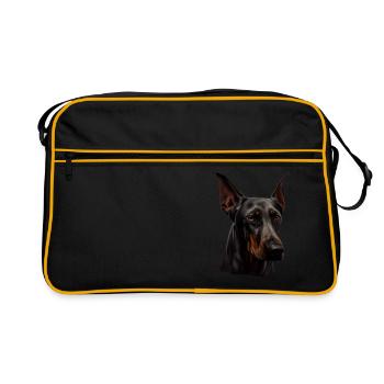 Doberman Dobermans Chien Chiens chiot Doberman - Sac Retro - noir/or - Devant