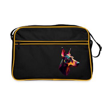 Doberman Dobermans Chien Chiens chiot Doberman - Sac Retro - noir/or - Devant