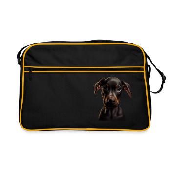 Doberman Dobermans Chien Chiens chiot Doberman - Sac Retro - noir/or - Devant