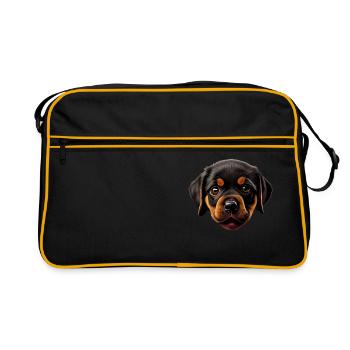 Rottweiler Chien Chiens Puppy Dog Propriétaire Rottweiler - Sac Retro - noir/or - Devant