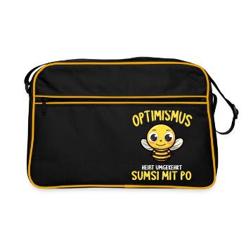 Optimismus heißt umgekehrt Sumsi Mit Po - Retro Tasche - Schwarz/Gold - Vorne