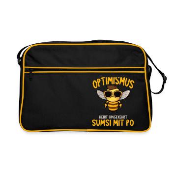 Optimismus heißt umgekehrt Sumsi Mit Po - Retro Tasche - Schwarz/Gold - Vorne