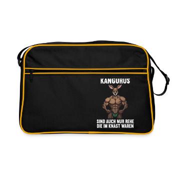 Kangaroo Kangaroos Kängurus lustiges Känguru - Retro Tasche - Schwarz/Gold - Vorne
