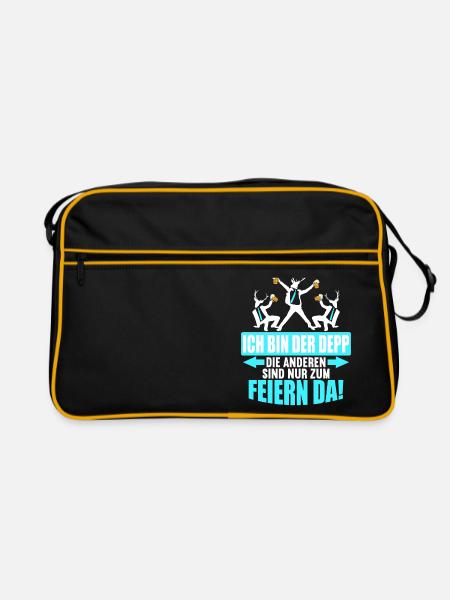 Junggesellenabschied Poltern Polterabend JGA - Retro Tasche - Schwarz/Gold - Vorne