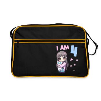4 ans Fille Anime Kawaii Cat 4ème anniversaire - Sac Retro - noir/or - Devant