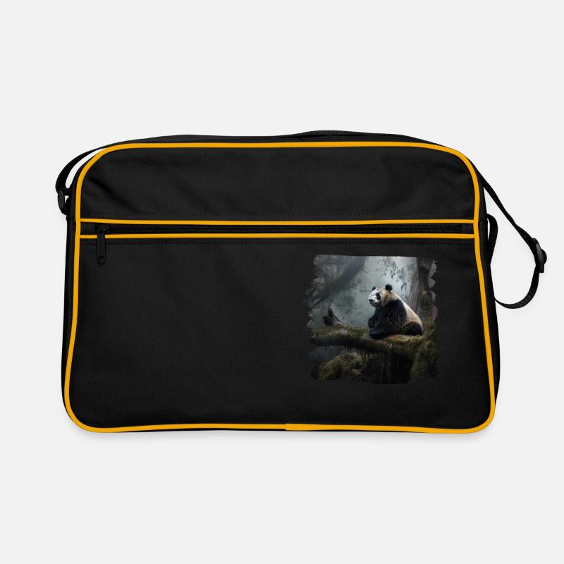 Pandas realistic Panda Großer Panda - Retro Tasche - Schwarz/Gold
