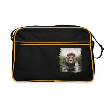Lion lion réaliste lion - Sac Retro - noir/or - Devant