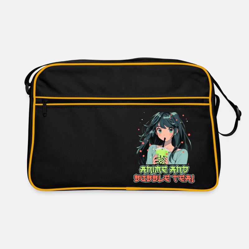 Anime and Boba Bubble Tea - Retro Tasche - Schwarz/Gold