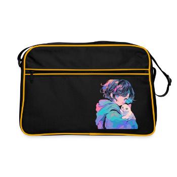 Anime et chats Kawaii Girl Anime - Sac Retro - noir/or - Devant