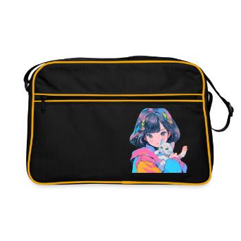 Anime et chats Kawaii Girl Anime - Sac Retro - noir/or - Devant