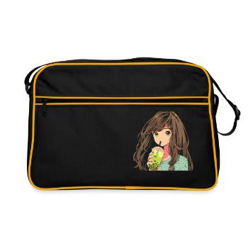 Anime et Boba Bubble Tea - Sac Retro - noir/or - Devant