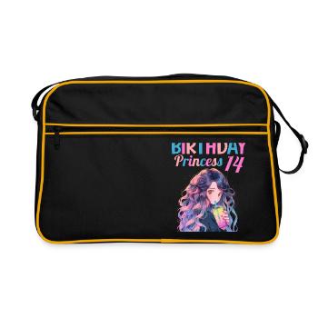 Anime Mandga Boba Bubble Tea 14. Geburtstag - Retro Tasche - Schwarz/Gold - Vorne
