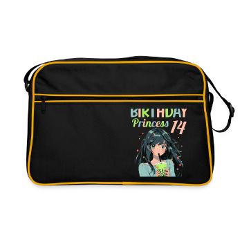 Anime Mandga Boba Bubble Tea 14. Geburtstag - Retro Tasche - Schwarz/Gold - Vorne