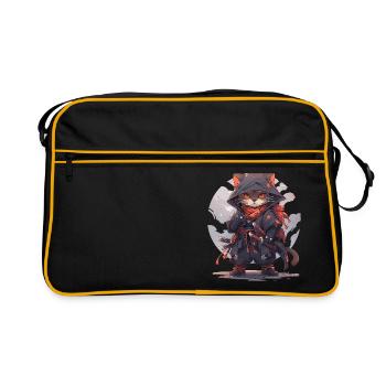 Asia Cat Japanese Samurai Samurai - Retro Bag - black/gold - Front