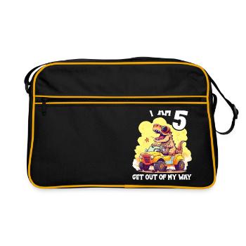 T-Rex conduit un camion monstre J’ai 5e anniversaire - Sac Retro - noir/or - Devant